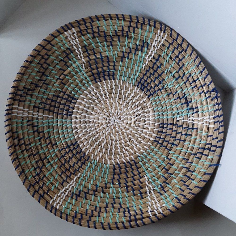 Bohemian African Vintage Large Basket Multicolor 17in